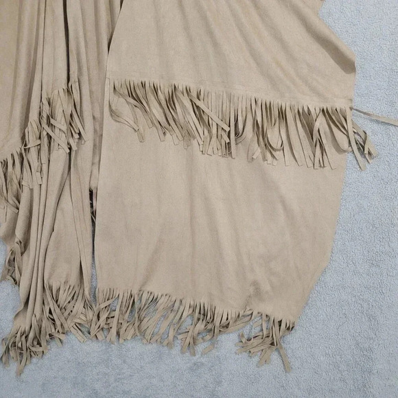NWT Anthropologie Andersen & Lauth Beige Fringe Shawl Wrap Cape Kimono  12PT - Picture 8 of 10